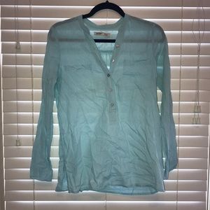 turquoise linen Old Navy top